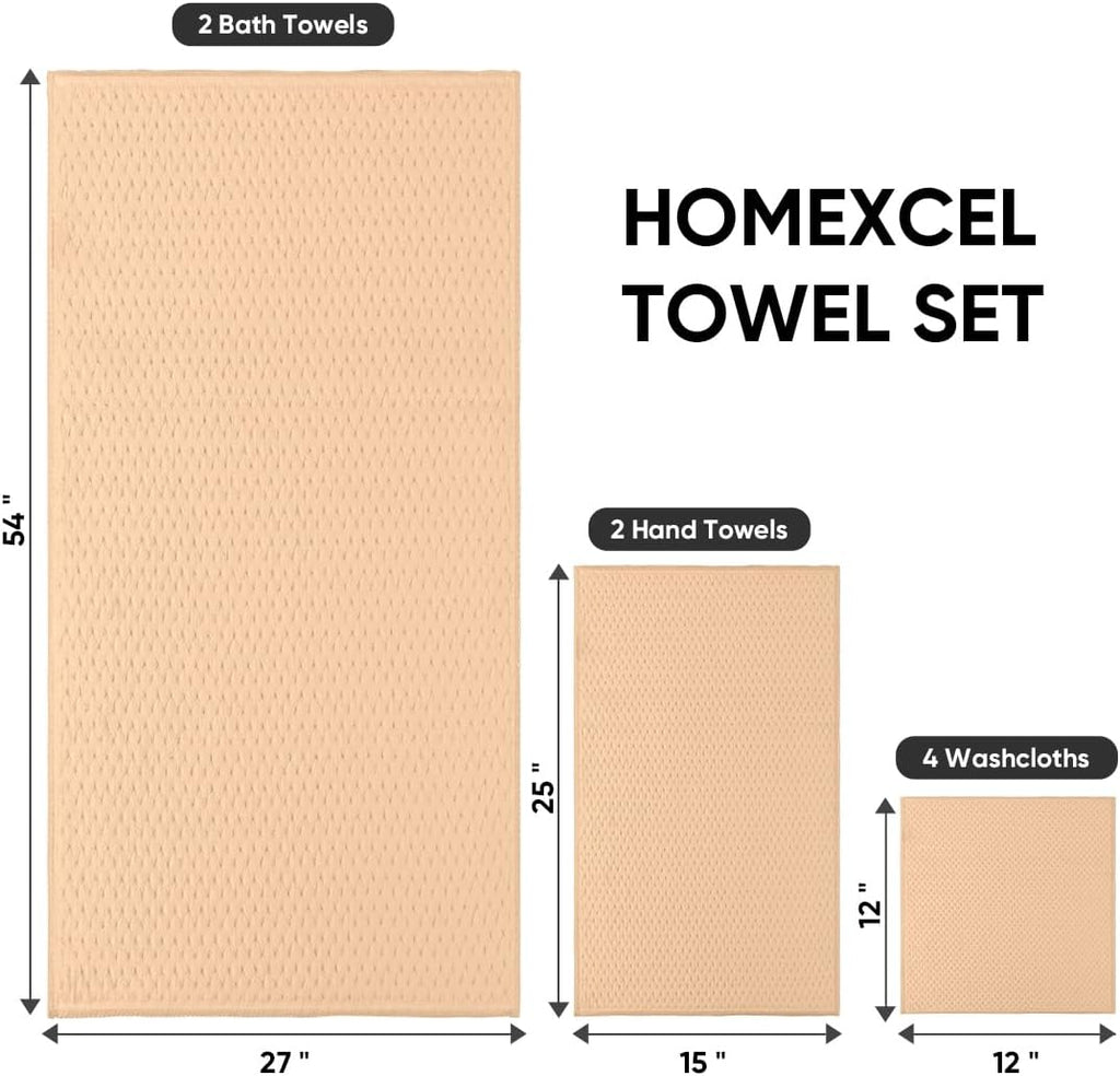 HOMEXCEL 6 Piece Premium Towels Set, 2 Bath Towels, 2 Hand Towels, and 2 Wash Cloths