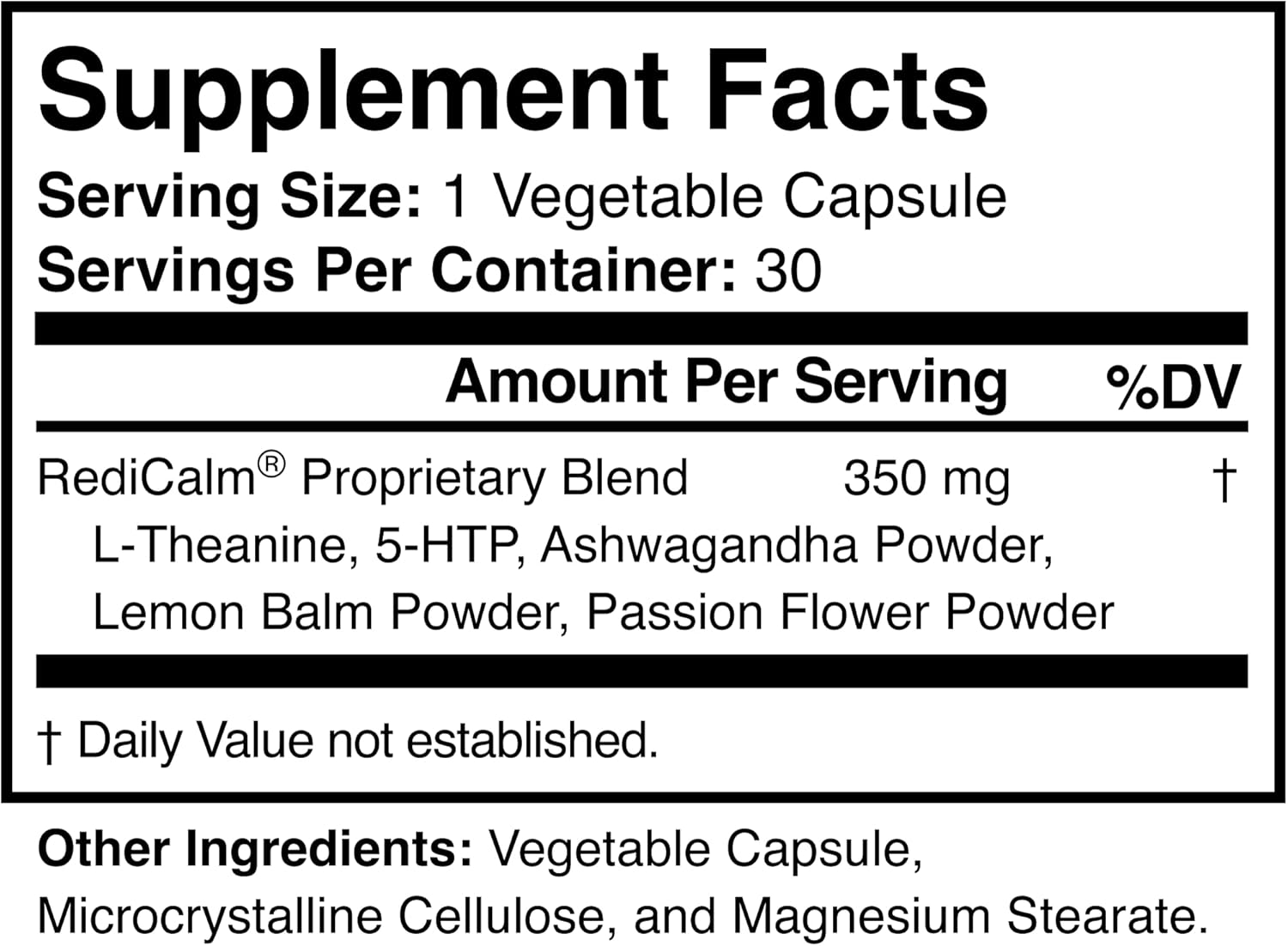 Redicalm Natural Stress Relief Supplement - Non-GMO, Vegan, Gluten-Free