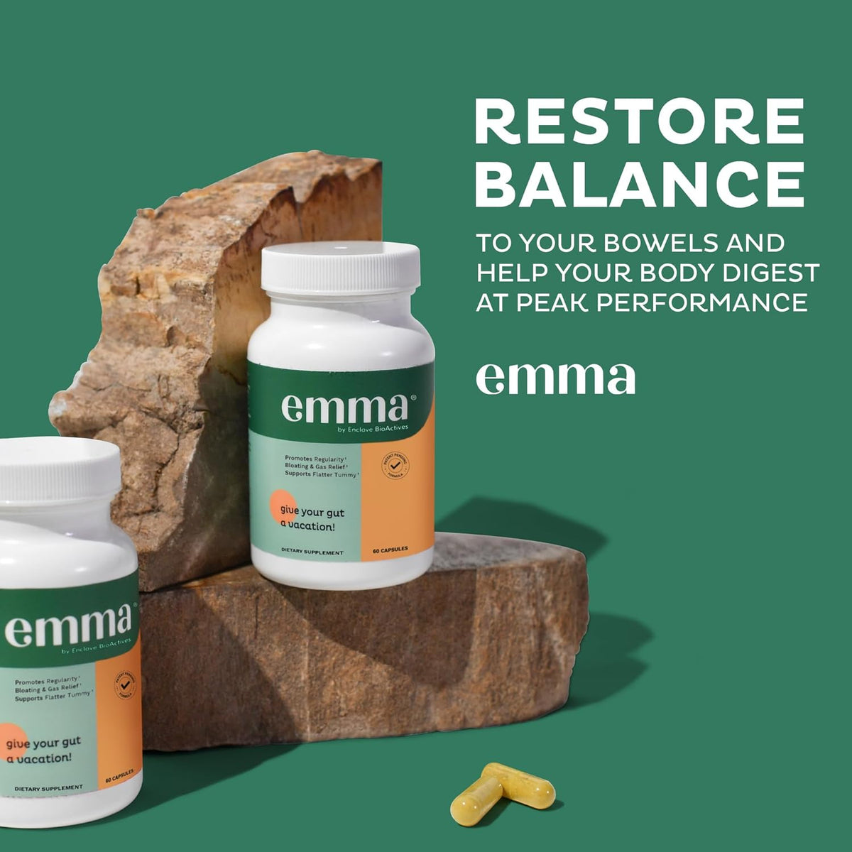 Emma Relief Supplement Konsciens Keto For Gut Bloating - 120 Capsules ( 2 Pack )