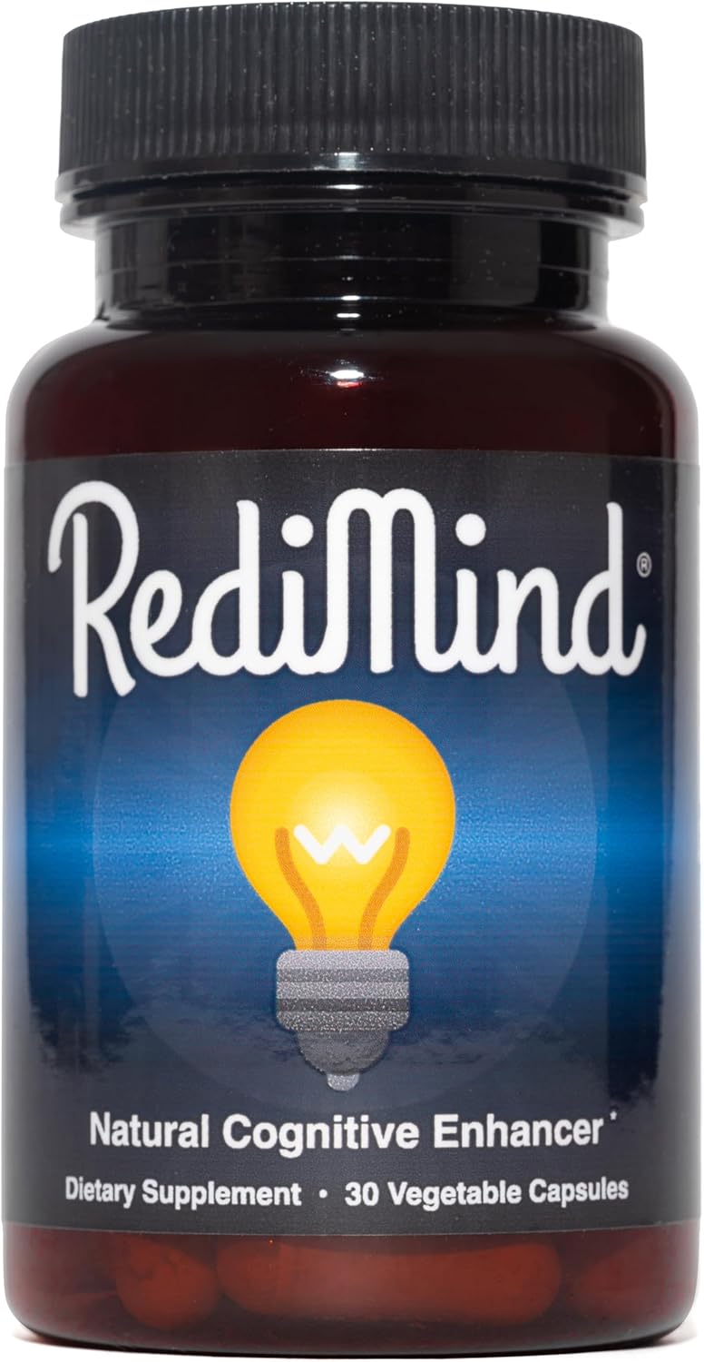 Redimind Natural Cognitive Enhancement Supplement Capsules - Natural Brain Booster & Memory Support (Vegan, 60 Capsules)