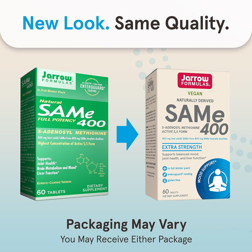 Jarrow Formulas SAMe 400 mg, Supports Joint Health, Liver Function, Brain Metabolism, 60 Tablets