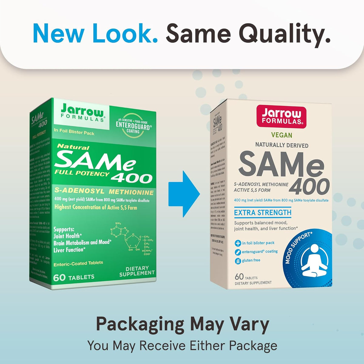 Jarrow Formulas SAMe 400 mg, Supports Joint Health, Liver Function, Brain Metabolism, 60 Tablets