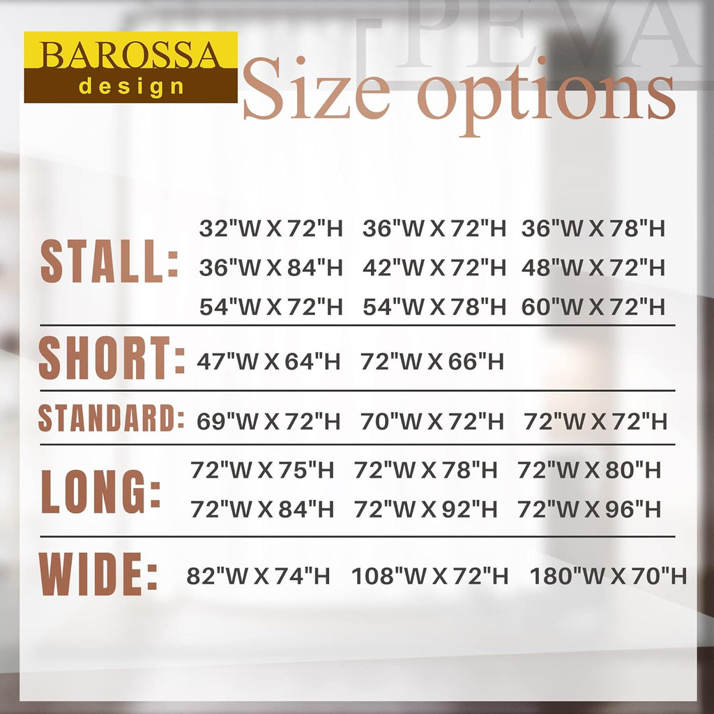 Barossa Design Plastic Shower Liner Clear - Premium PEVA Shower Curtain Liner
