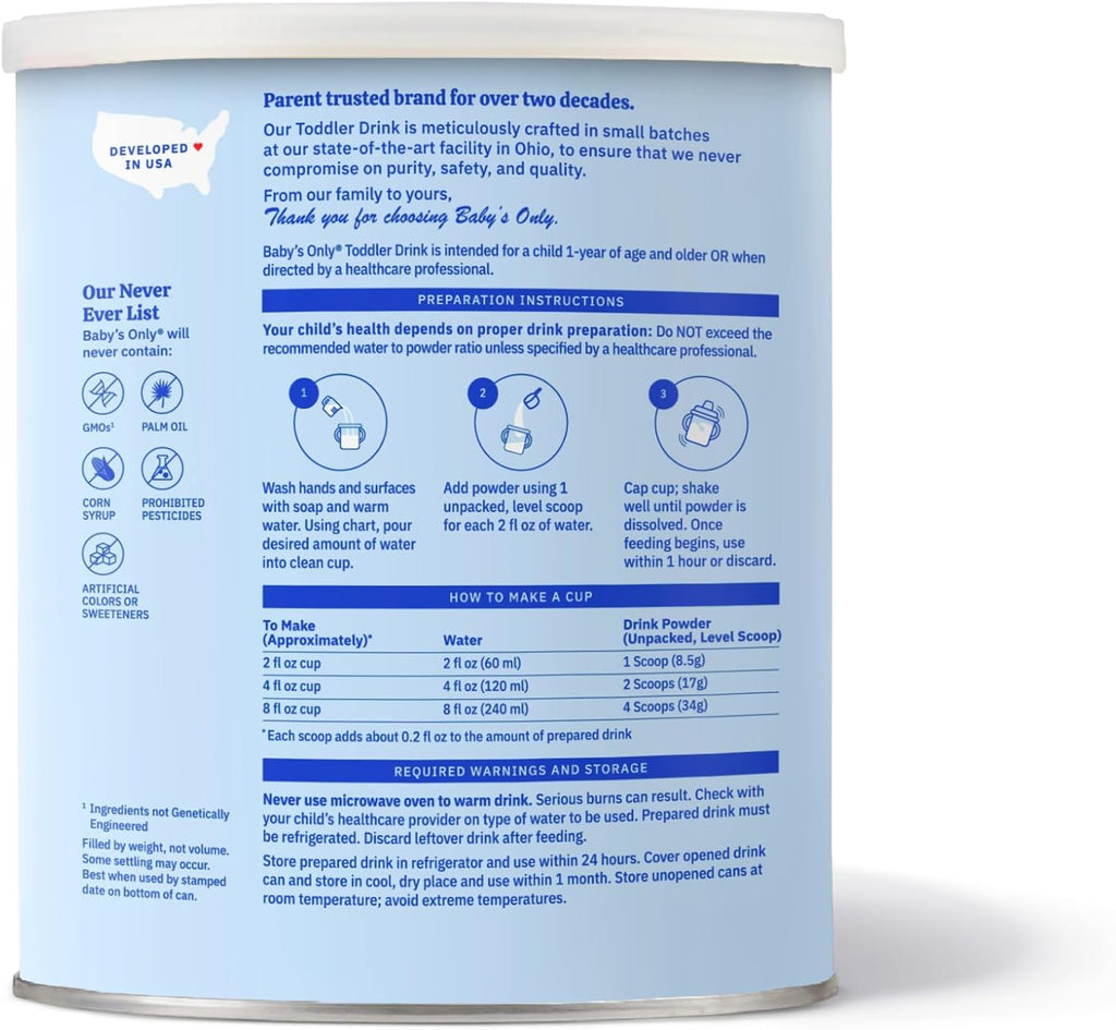 Baby's Only Organic Sensitive Toddler Drink for Lactose Sensitive Toddlers