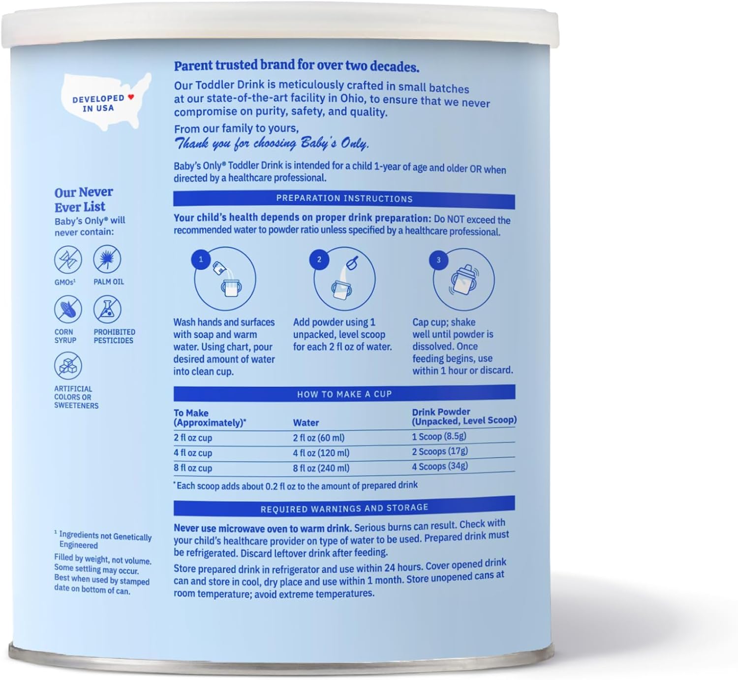 Baby's Only Organic Sensitive Toddler Drink for Lactose Sensitive Toddlers