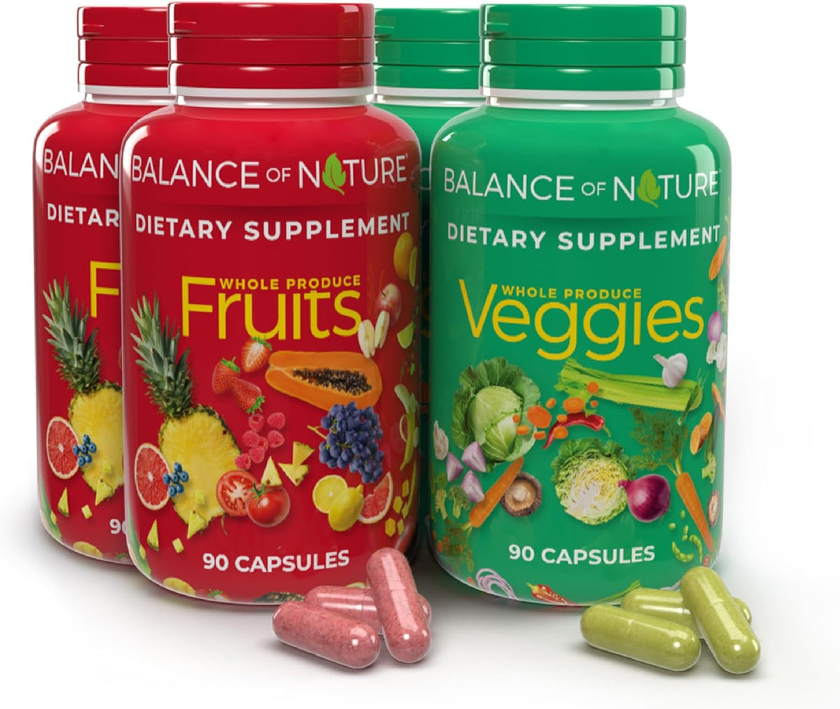 Balance of Nature Fruits & Veggies Supplements - Whole Fruit and Vegetable Ingredients for Women, Men, and Kids