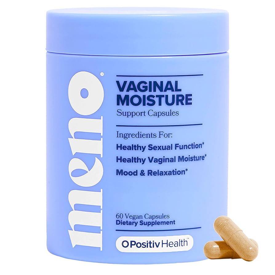 Vaginal moisture support capsules packaging with 'meno' branding on a white background