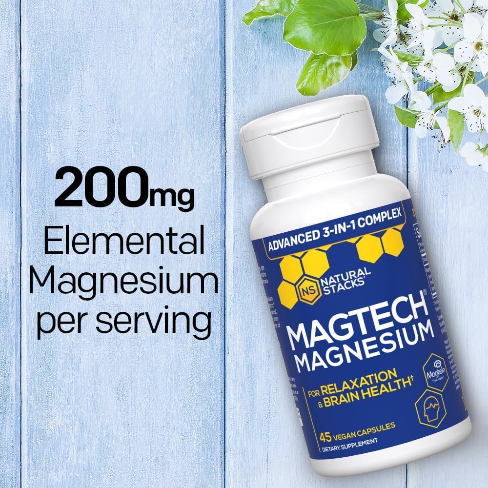 MagTech Magnesium Supplement Relaxation & Brain Health - 90 Capsules natural stacks