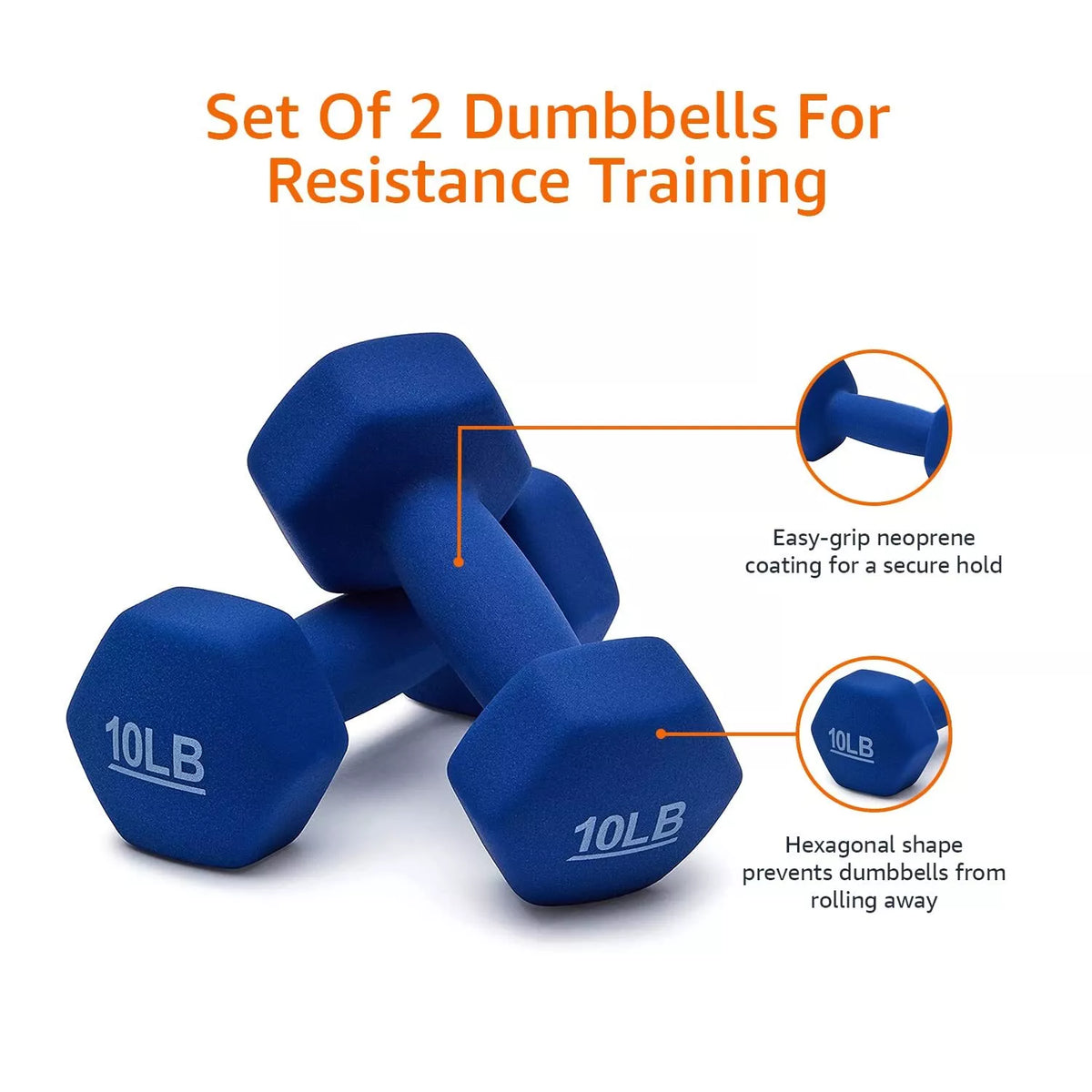 Neoprene dumbbell pairs 10 lb