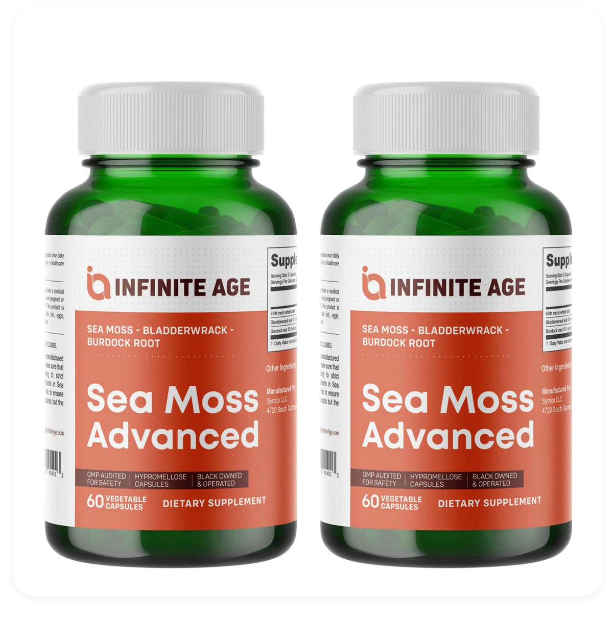 INFINITE AGE 1250mg Sea Moss Advanced Superfood, High-Potency, Vegan - 120 Count