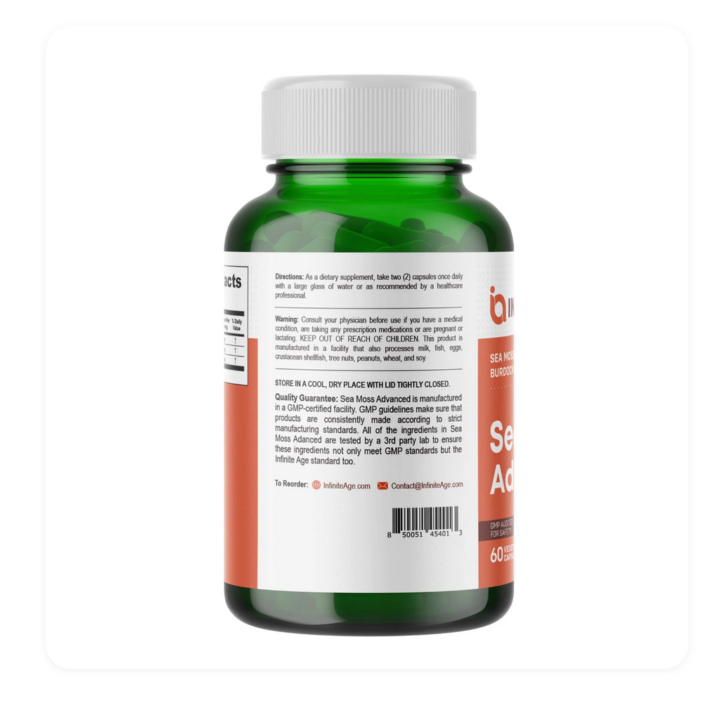 INFINITE AGE 1250mg Sea Moss Advanced Superfood, High-Potency, Vegan - 120 Count