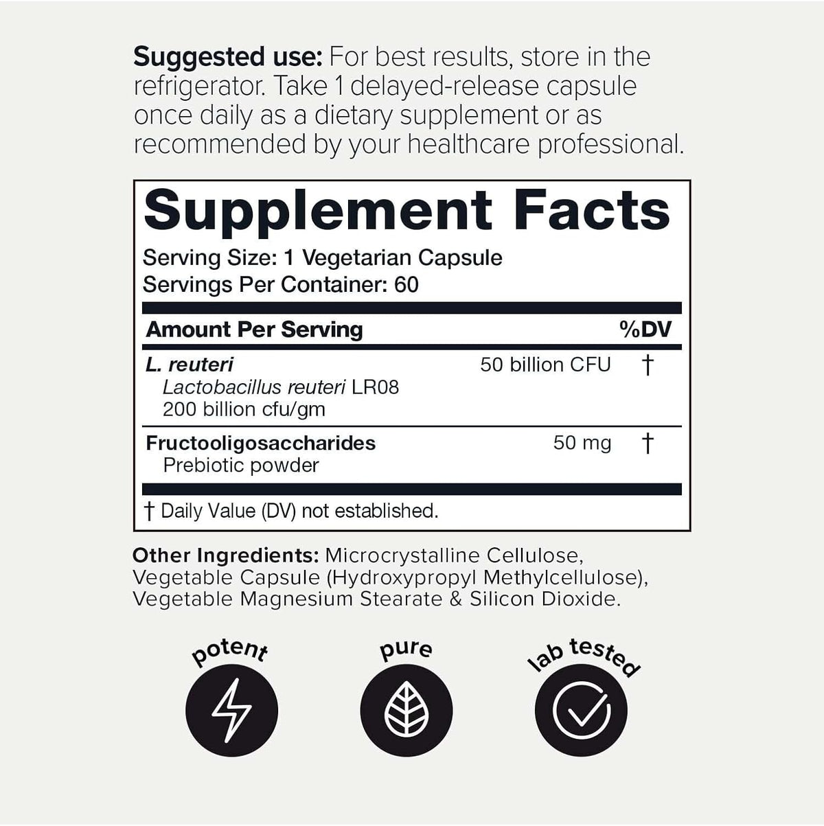 Toniiq 50 Billion CFU Lactobacillus Reuteri Probiotic 50mg per Serving