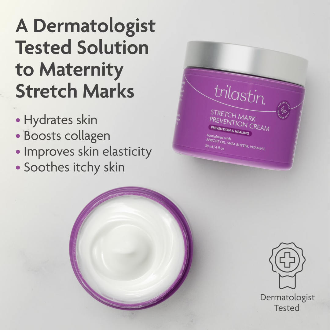 Trilastin Stretch Mark Cream Hydrating Belly Cream maternity body lotion for Pregnant Women- Shea Butter & Vitamin E - 4 oz
