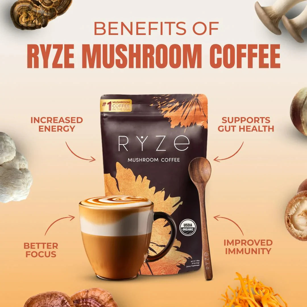 RYZE Mushroom Coffee Organic 30 servings | Father's Day Discount