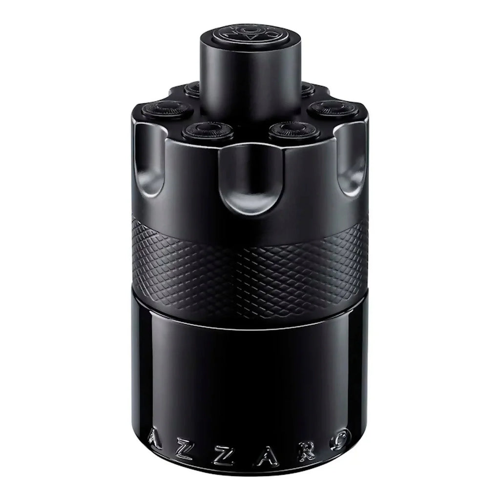 Black Azzaro perfume bottle on a white background