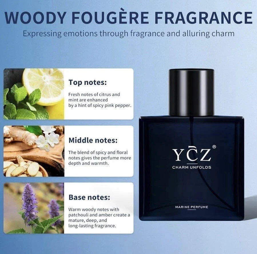 YCZ Charm Unfolds Men's Marine Cologne Perfume for Men - 1.7 fl oz (50ml) Natural